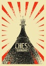 Chess tournament typographical vintage grunge style poster design. Retro vector illustration. Royalty Free Stock Photo